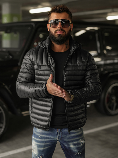 Kurtka męska pikowana czarna OZONEE JS/16M9336/392BZ