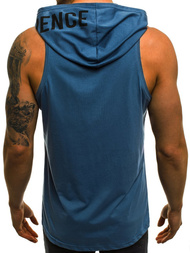 Koszulka bez rękawów z kapturem męska niebieska OZONEE O/2537 