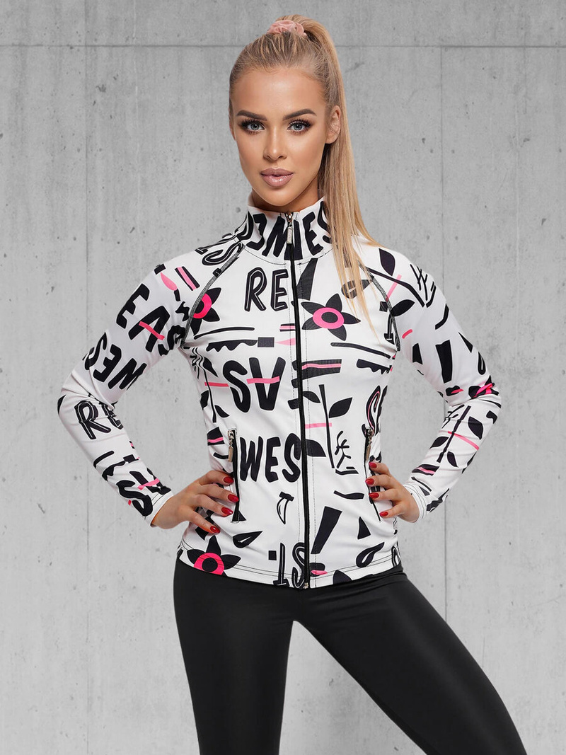 Komplet sportowy damski dwuczęściowy biało-czarny OZONEE O/20730