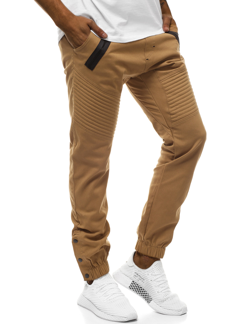 Spodnie męskie chino joggery camelowe OZONEE A/0952