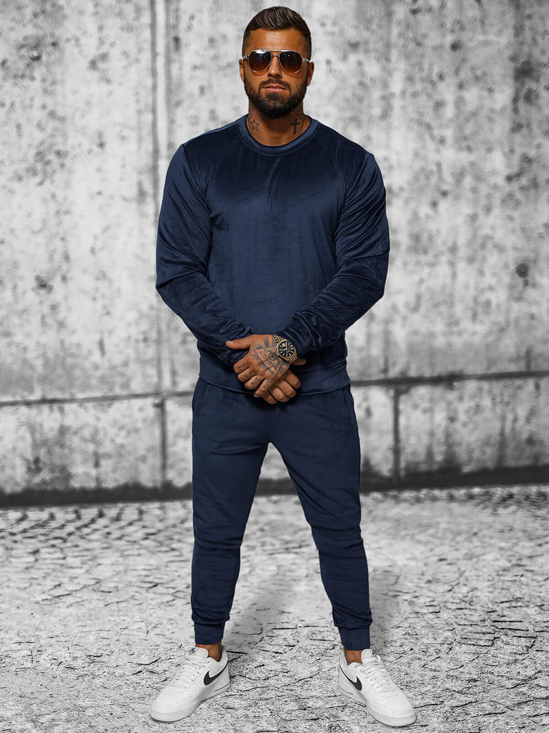 Komplet dresowy męski welurowy granatowy OZONEE JS/8C1167/25