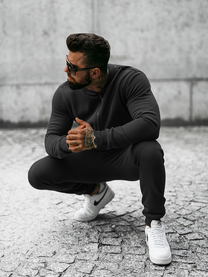 Спортивний костюм чоловічій Чорний OZONEE JS/8C76/3