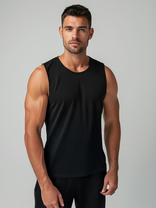 Koszulka bez rękawów męska czarna OZONEE JS/99001Z