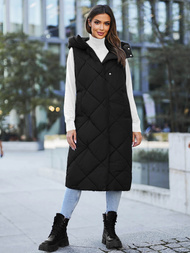 Стьобаний жіночий жилет чорний OZONEE JS/5M3165/392