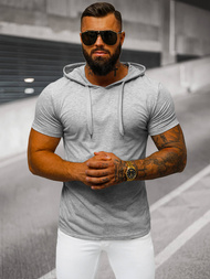 T-shirt męski z kapturem szary OZONEE JS/8T89/2