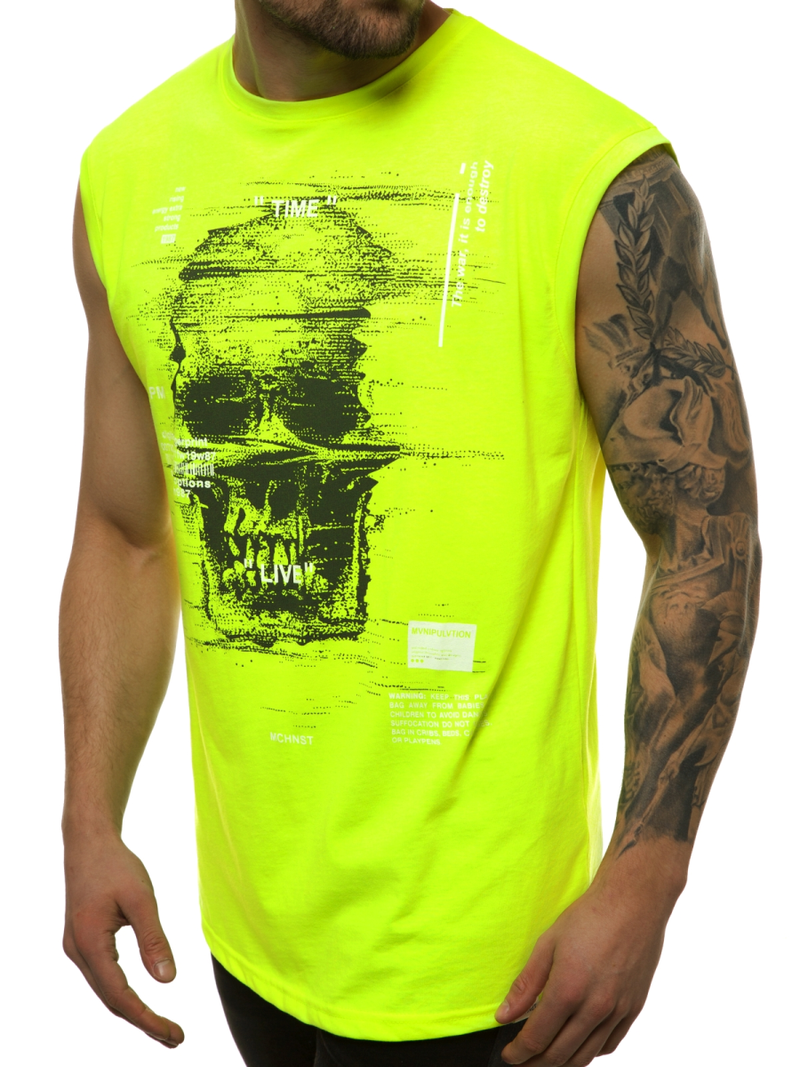 T-Shirt bez rękawów męski żółto-neonowy OZONEE MACH/M1212