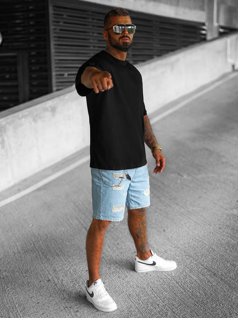 T-shirt męski oversize czarny OZONEE O/3430