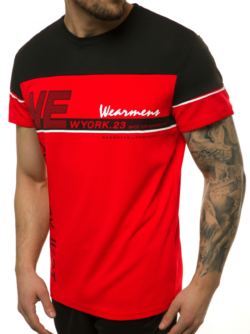 T-Shirt męski czerwony OZONEE JS/SS11002Z