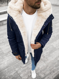 Kurtka zimowa męska parka z futerkiem granatowa OZONEE JS/22M120/4