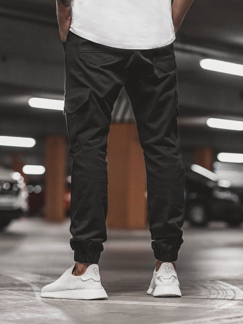 Spodnie męskie joggery czarne OZONEE A/404