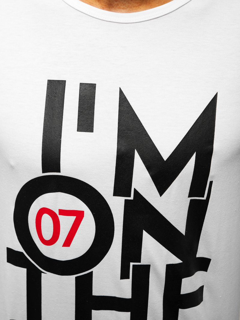 T-Shirt bez rękawów męski biały OZONEE JS/KS2078