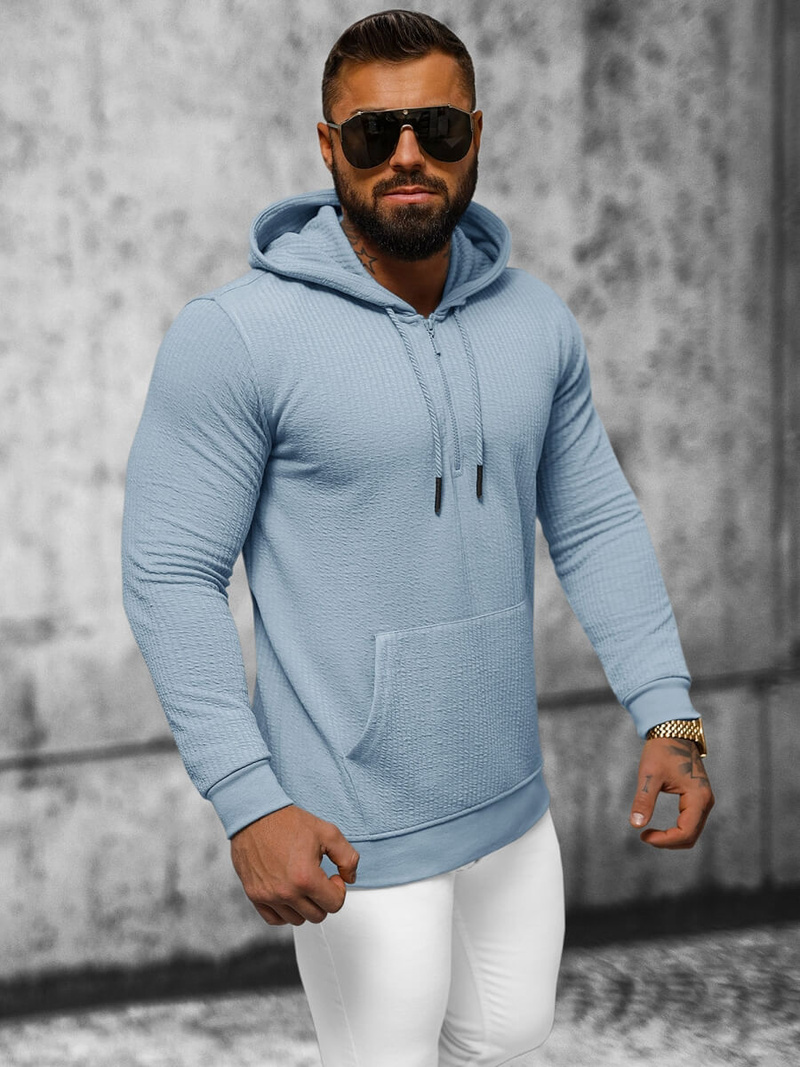 Bluza z kapturem męska niebieska OZONEE O/TB2273