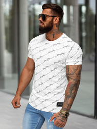 T-shirt męski slim fit biały OZONEE O/QQ1323