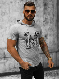 T-shirt męski z kapturem szary OZONEE JS/8T965