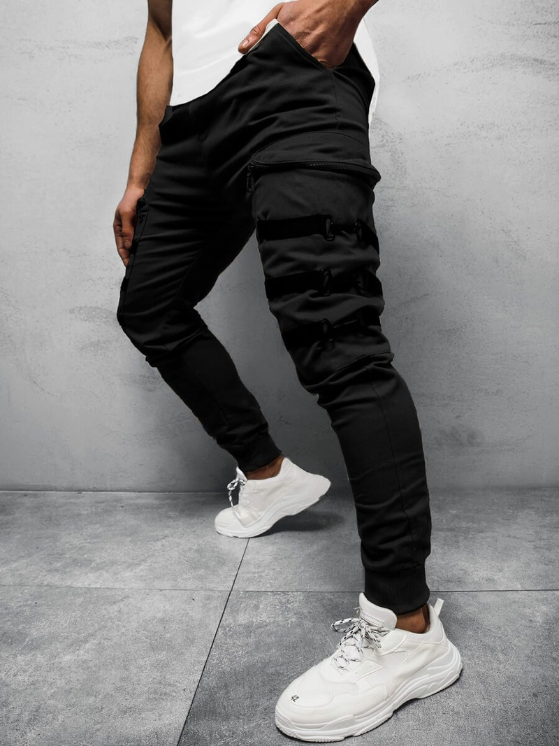 Spodnie męskie chino joggery czarne OZONEE G/11132Z