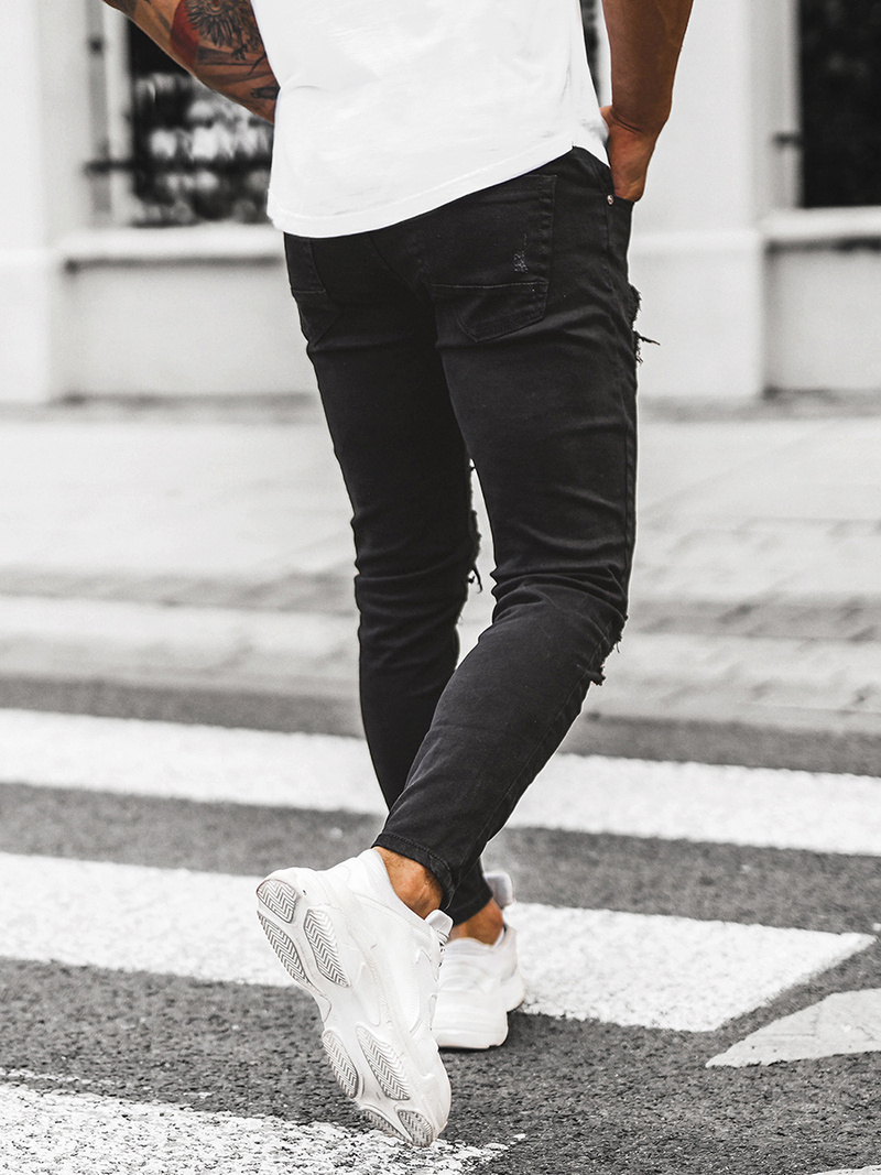 Spodnie jeansowe męskie czarne OZONEE O/E6978