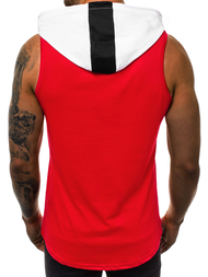 T-Shirt z kapturem męski czerwony OZONEE MAD/2882Z