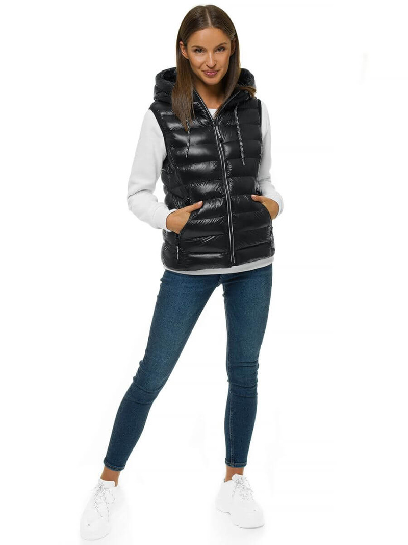 Стьобаний жіночий жилет чорний OZONEE N/6816/1