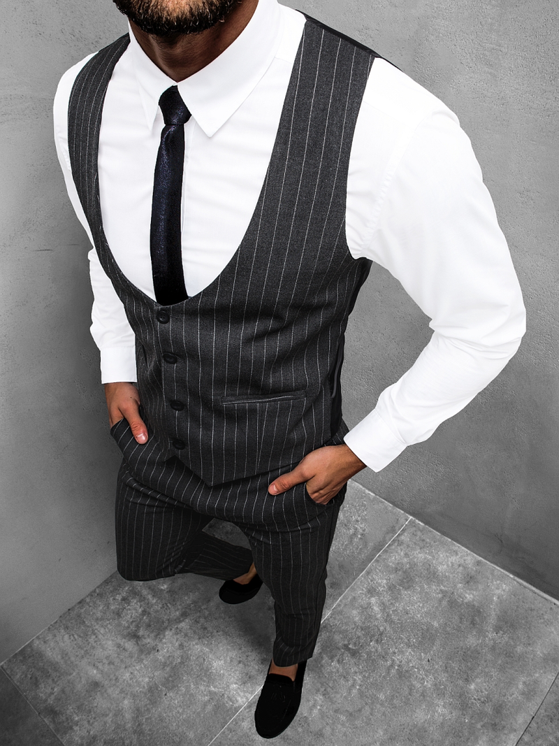 Чоловічий комплект - жилетка та штани чінос Темно-сірий OZONEE DJ/5603