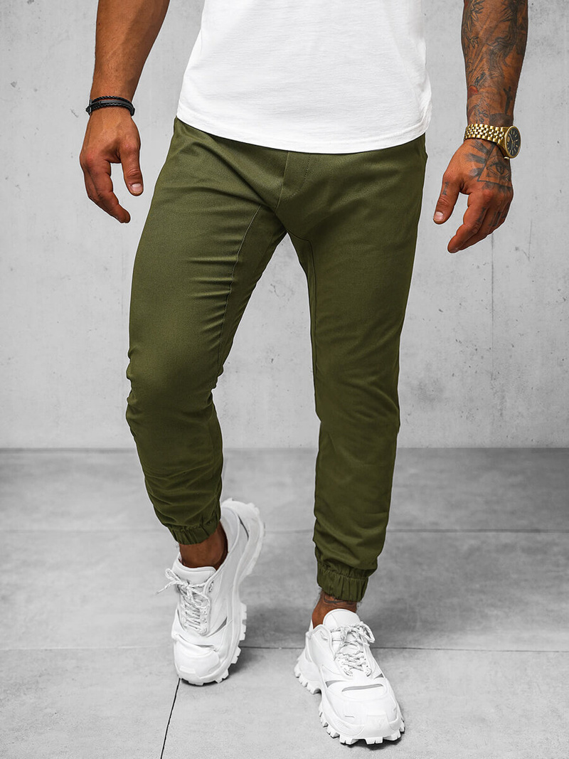 Spodnie męskie chino joggery khaki OZONEE O/399