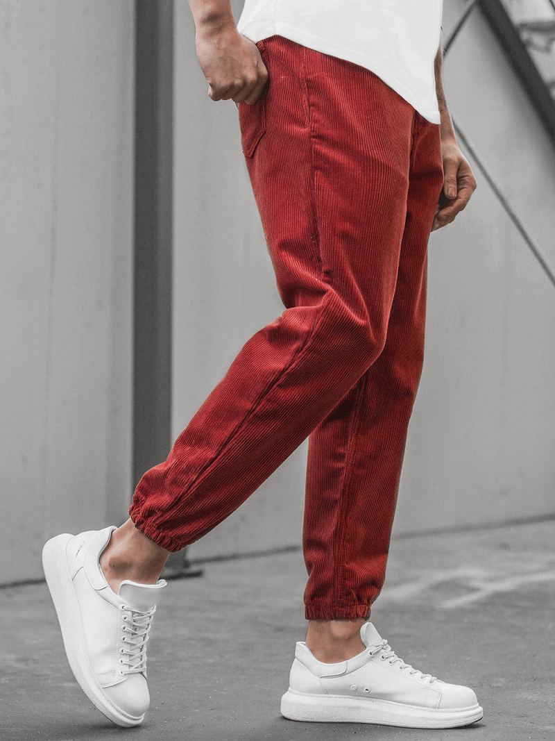 Spodnie męskie sztruksowe bordowe OZONEE R/4083