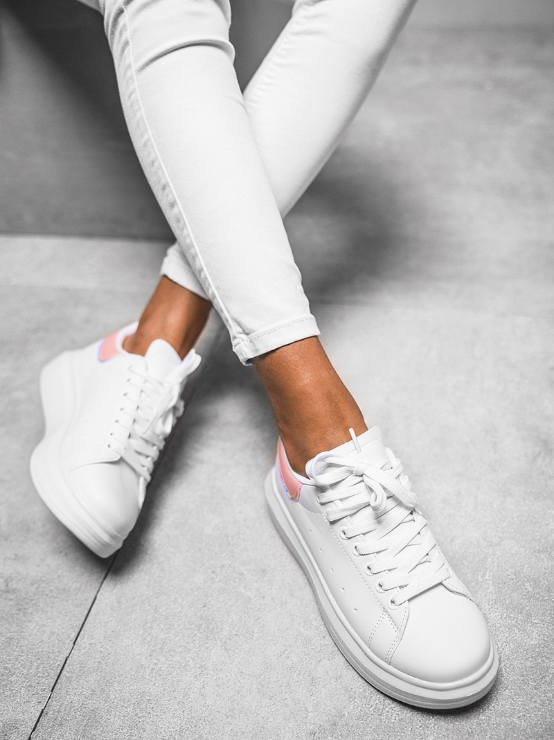Sneakersy damskie biało-różowe OZONEE T/126