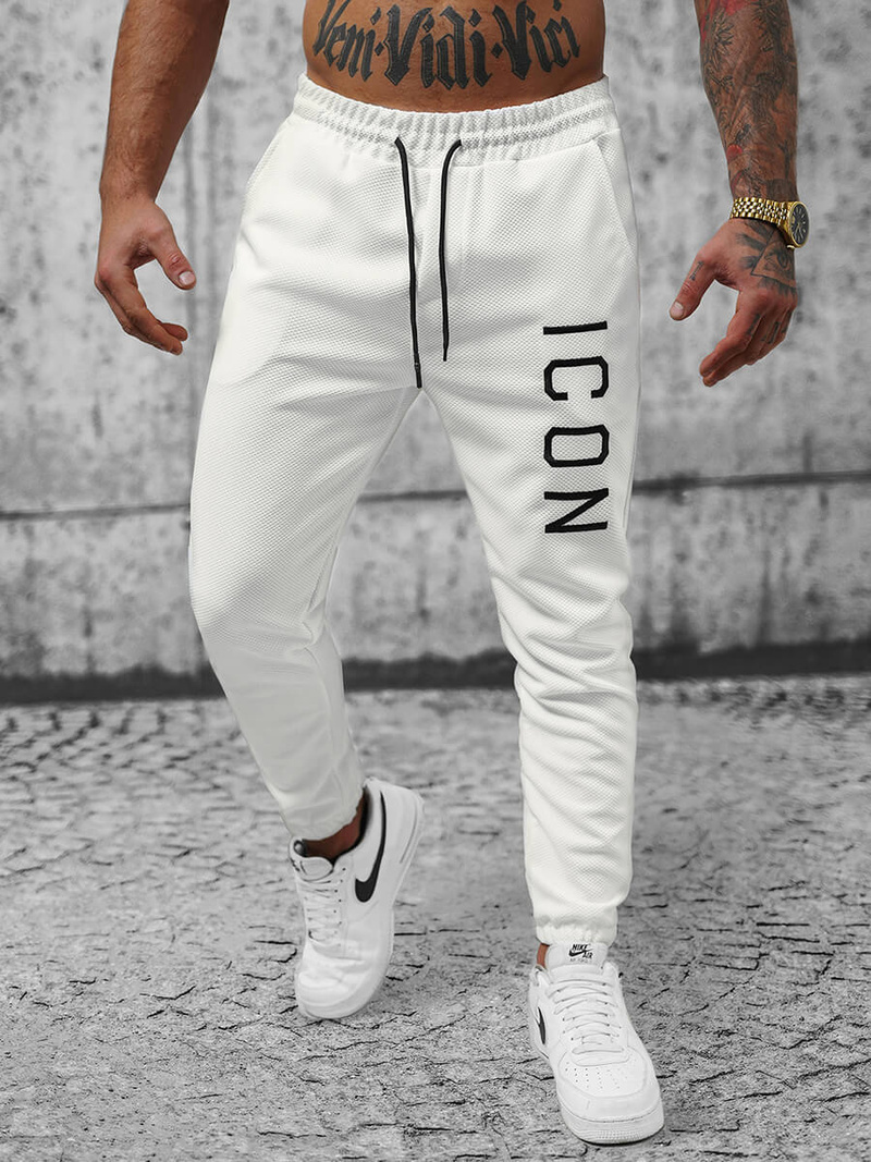 Spodnie dresowe męskie białe OZONEE O/D9125