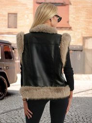 Шкіряна жіночий жилет чорний OZONEE JS/61M8516/392