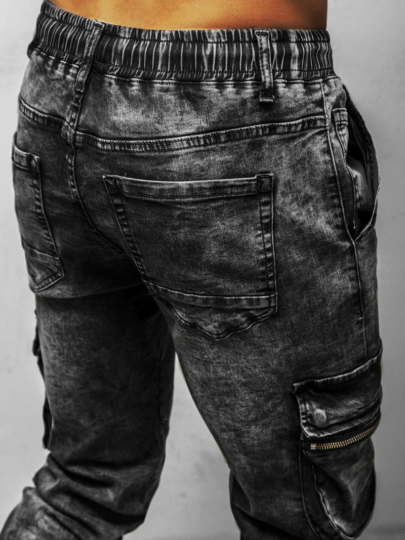 Spodnie jeansowe joggery męskie czarne OZONEE DR/TF109