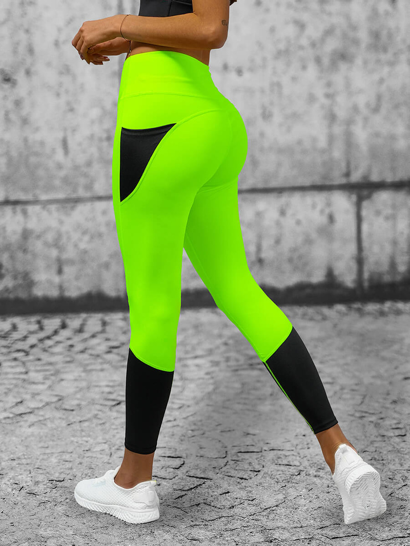 Legginsy damskie żółto-neonowe OZONEE O/XL010/26