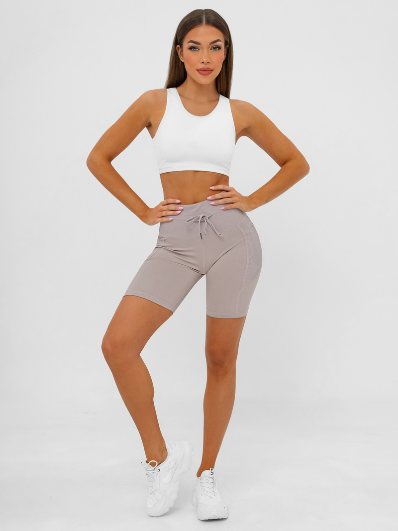 Legginsy krótkie damskie kolarki mokka OZONEE JS/XY24026S