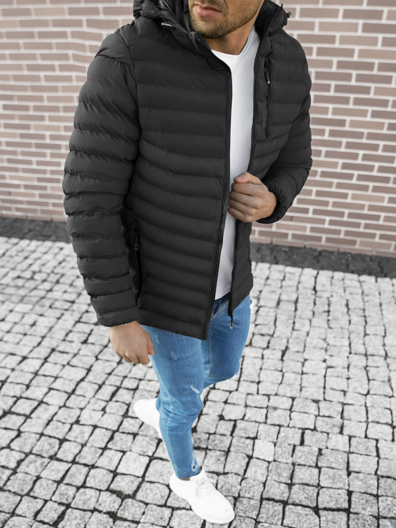 Kurtka zimowa męska pikowana czarna OZONEE JS/M13057/392Z