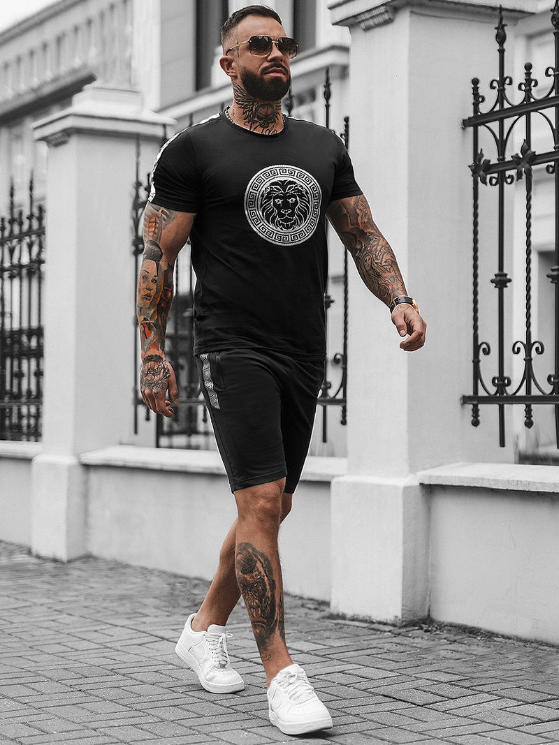 Чоловічий спортивний комплект Чорно-сріблястий OZONEE O/HM788Z