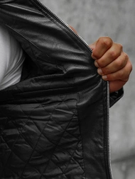 Kurtka skórzana męska czarna OZONEE JS/11Z8003