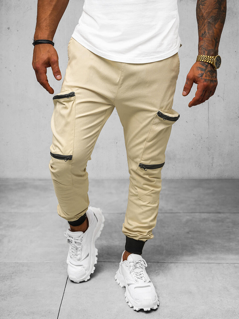 Штани чоловічі джоггери Бежевi OZONEE O/475