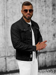 Kurtka męska jeansowa czarna OZONEE NB/MJ510NZ