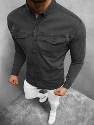 Koszula męska jeansowa grafitowa OZONEE O/K1263