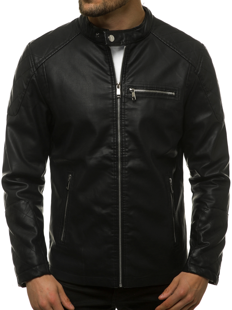 Kurtka skórzana męska czarna OZONEE JB/JP1151