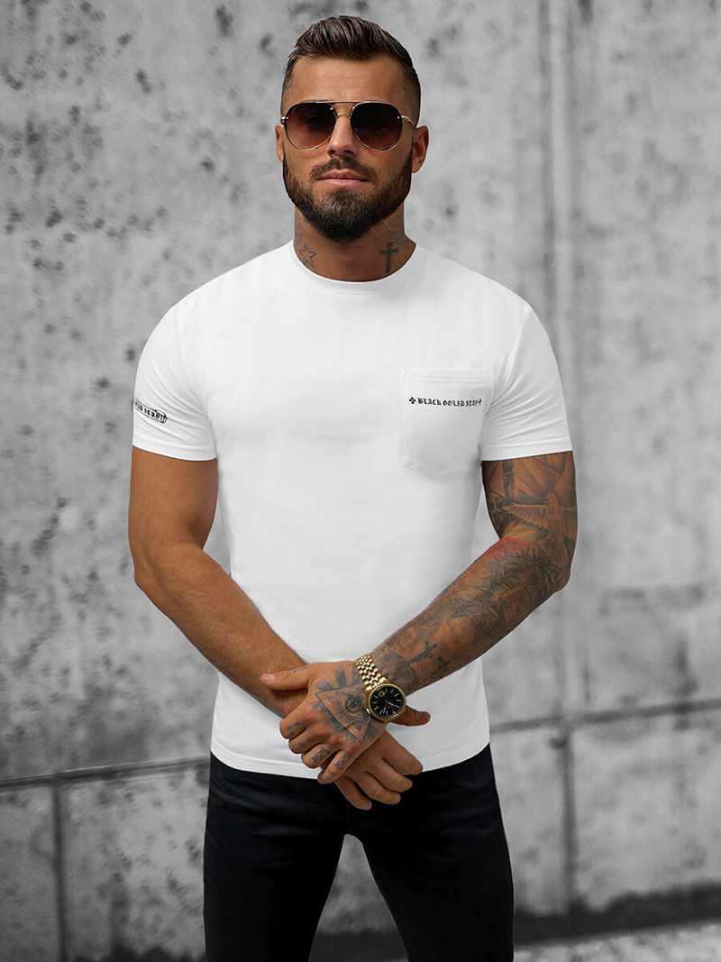 T-shirt męski slim fit biały OZONEE NB/MT3044