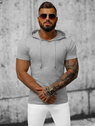 T-shirt męski z kapturem szary OZONEE JS/8T957/2Z