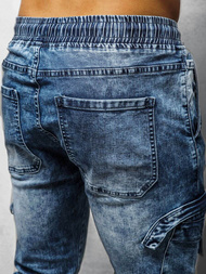 Spodnie jeansowe joggery męskie niebieskie OZONEE O/TF039