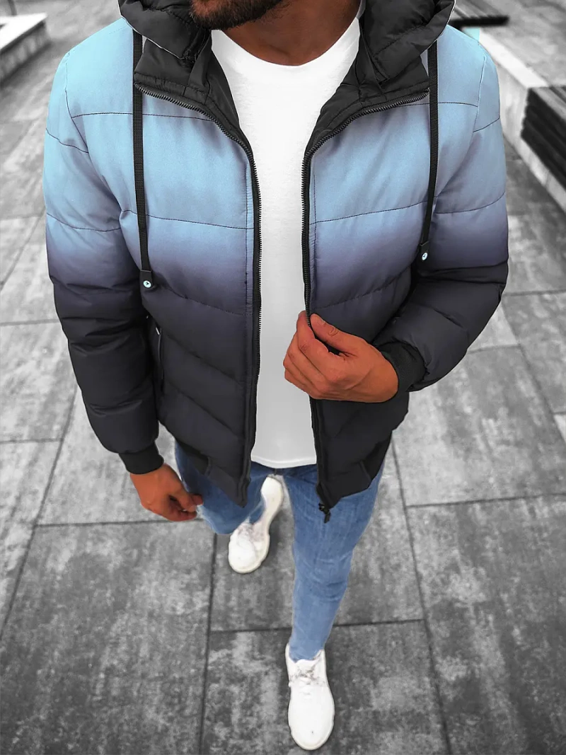 Kurtka zimowa męska dwustronna jasno-niebiesko/granatowa OZONEE JS/M760/105