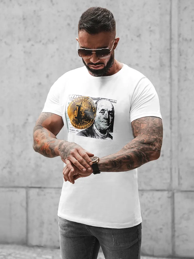 T-Shirt męski biały OZONEE O/BL2260Z