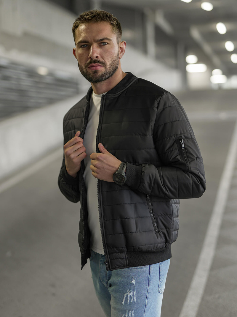 Kurtka męska pikowana czarna OZONEE JS/8M985/392Z