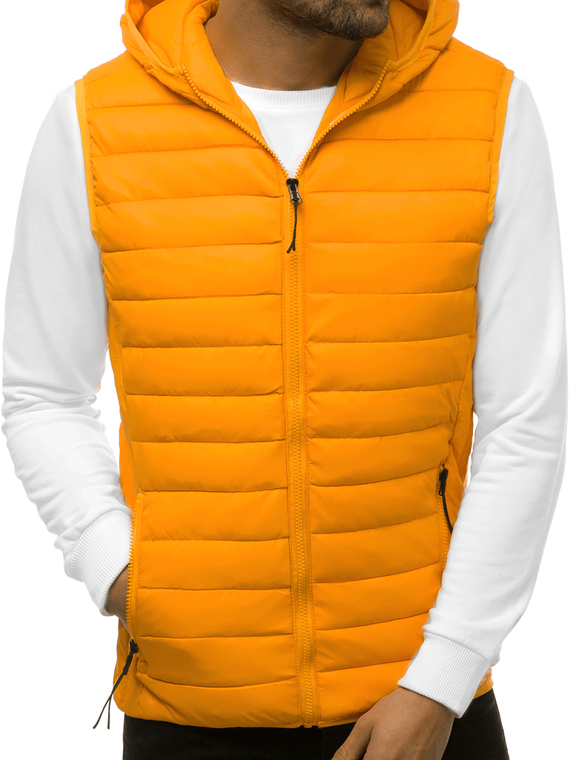 Kamizelka męska pikowana z kapturem camelowa OZONEE JS/HDL88002Z