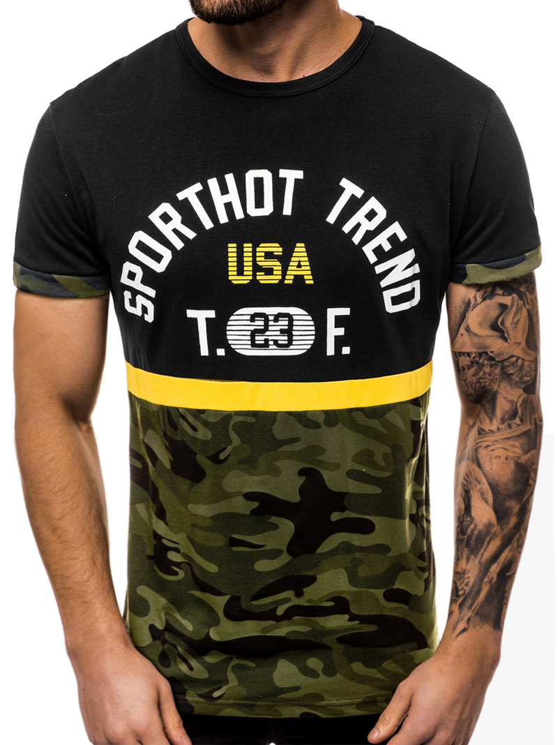 T-Shirt męski czarny OZONEE JS/SS10983