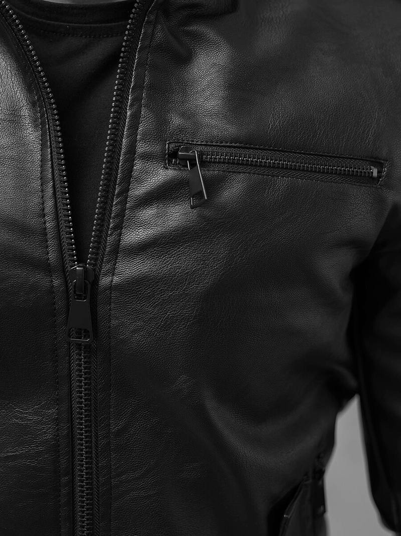 Kurtka skórzana męska czarna OZONEE O/8907
