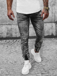 Spodnie jeansowe joggery męskie czarne OZONEE NB/MP0055N