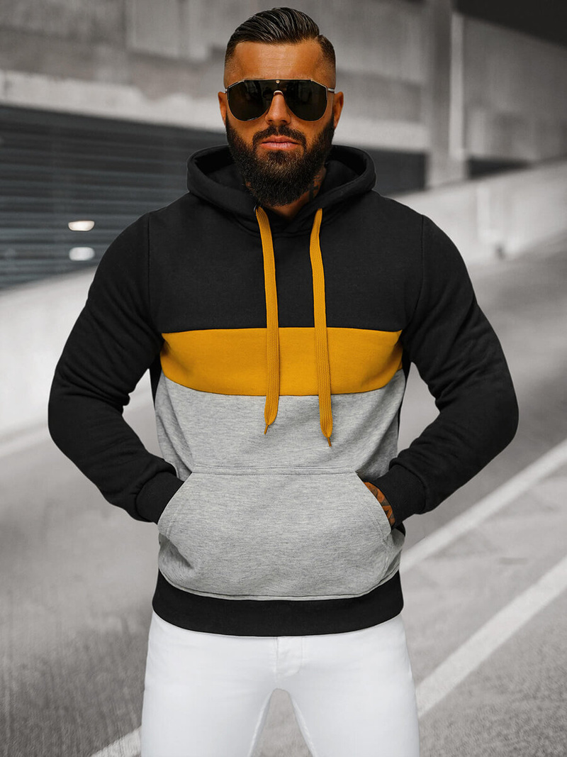 Bluza z kapturem męska czarna OZONEE JS/8B1320/3