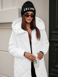 Kurtka zimowa damska długa pikowana biała OZONEE JS/5M3173/281Z